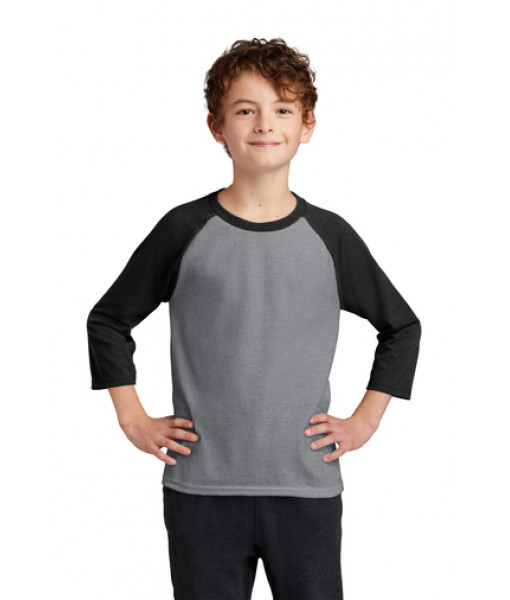Port & Company Youth Core Blend 3/4-Sleeve Raglan Tee. PC55YRS